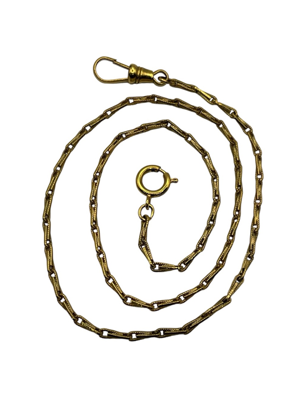 Victorian Albert fancy link pocket watch chain necklace w dog clip vintage